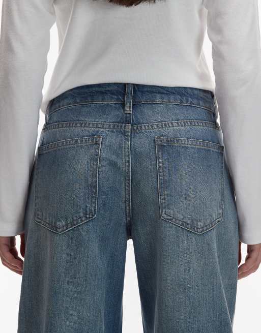 ASOS DESIGN - Jeans a fondo ampio e vita bassa lavaggio vintage chiaro, 4 di 5