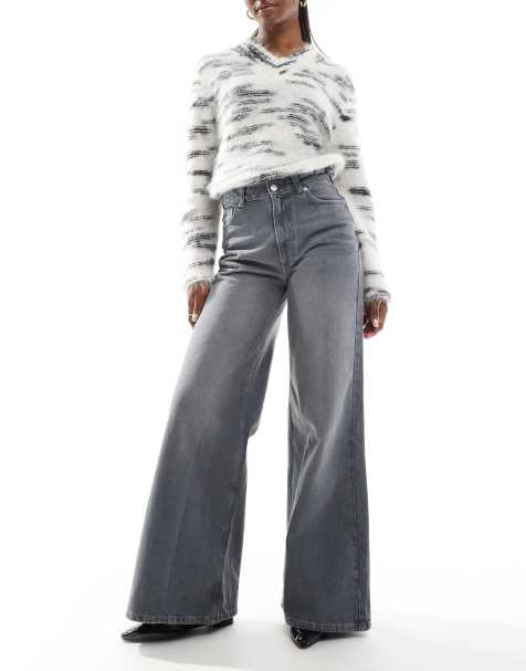 ASOS DESIGN - Jeans a fondo ampio e vita medio alta grigi - view 1