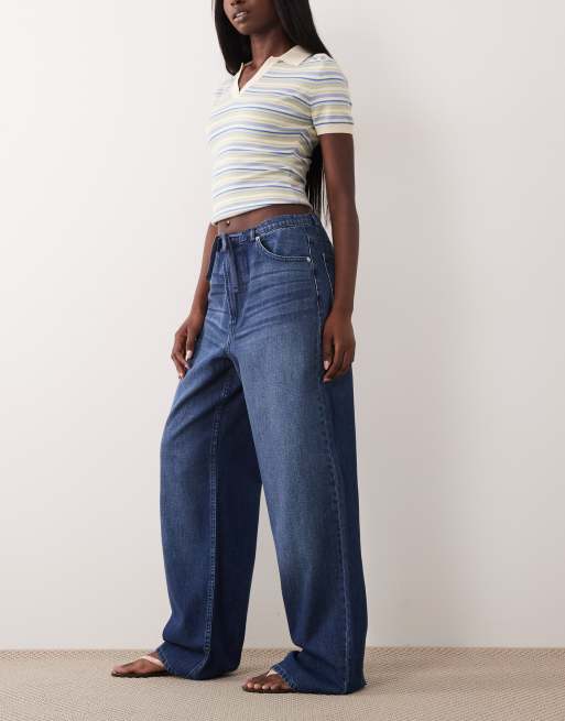 ASOS DESIGN - Jeans a fondo ampio lavaggio blu medio, 3 di 5