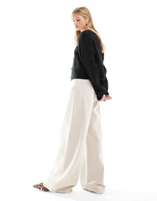ASOS DESIGN - Jeans a fondo ampio neutri stretti in vita, 3 di 5