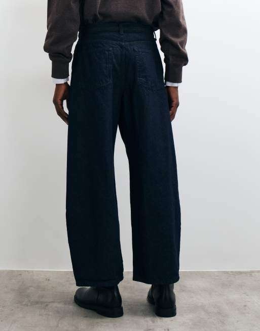 ASOS DESIGN jeans a gamba bombata indigo con cintura, 5 di 5