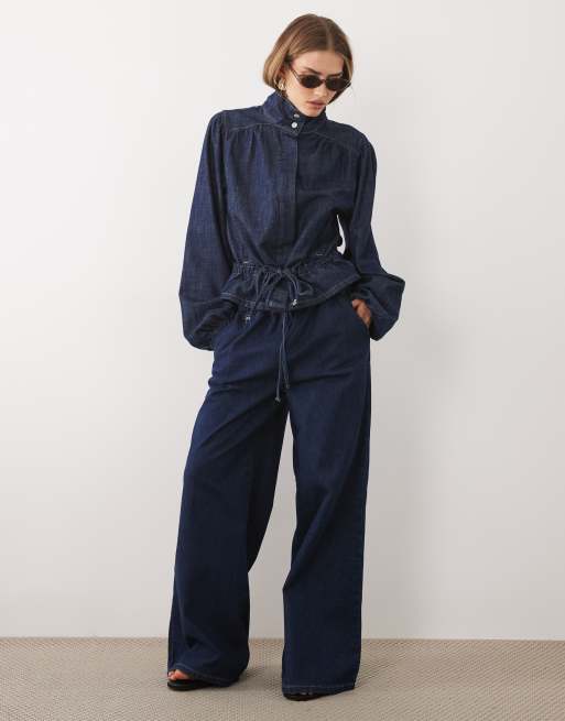 ASOS DESIGN - Coordinato in denim blu medio arricciato, 3 di 3