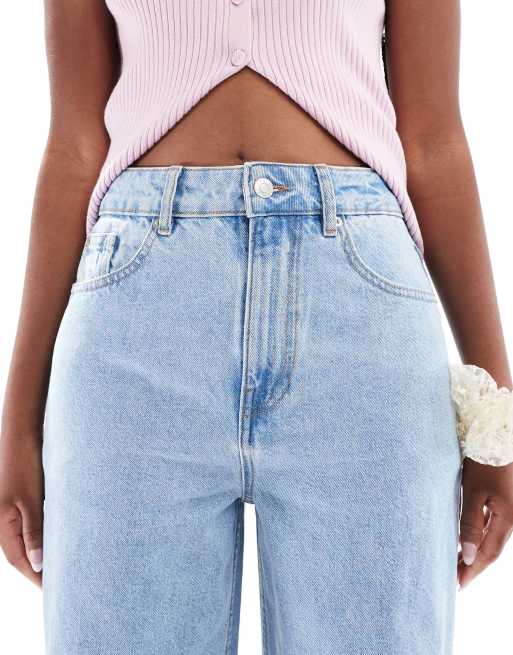  ASOS DESIGN - Jeans a vita alta stile palazzo con strappi e fondo scucito, 4 di 5