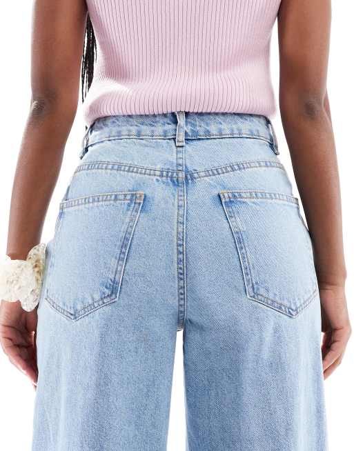 ASOS DESIGN - Jeans a vita alta stile palazzo con strappi e fondo scucito, 5 di 5