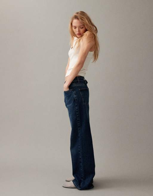 ASOS DESIGN - Jeans a vita medio alta con cintura sul retro blu medio, 2 di 7