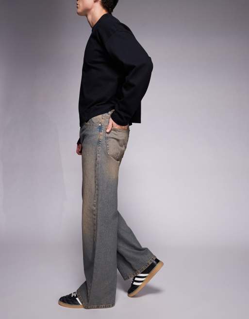 ASOS DESIGN - Jeans a zampa a fondo ampio blu lavaggio medio tinto, 3 di 5