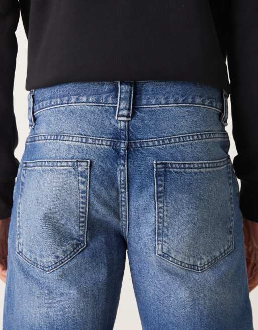 ASOS DESIGN - Jeans a zampa a fondo ampio blu lavaggio medio, 5 di 5