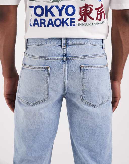 ASOS DESIGN - Jeans a zampa a fondo ampio blu lavaggio medio, 3 di 5