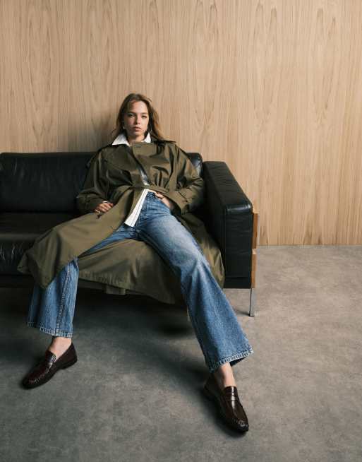 ASOS DESIGN - Jeans a zampa a vita medio alta lavaggio blu medio, 5 di 5