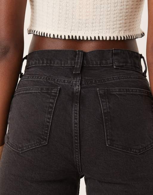 ASOS DESIGN - Jeans a zampa a vita medio alta nero slavato, 4 di 5