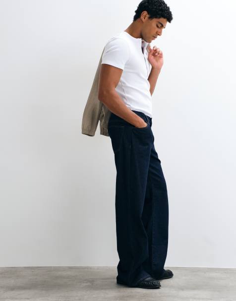 ASOS DESIGN jeans a zampa ampi in indaco - view 1