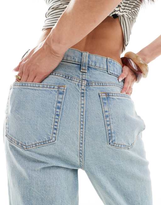ASOS DESIGN - Jeans a zampa blu chiaro a vita medio alta, 4 di 5