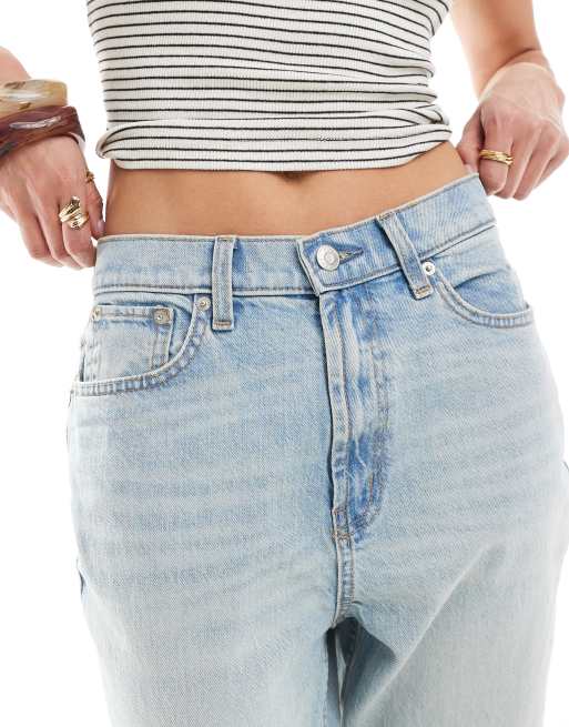 ASOS DESIGN - Jeans a zampa blu chiaro a vita medio alta, 5 di 5