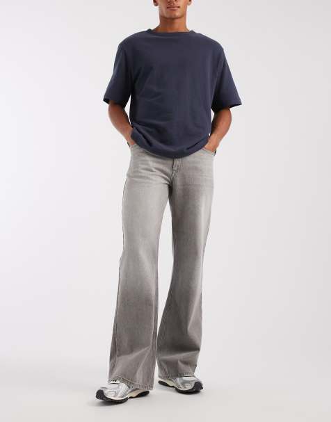 ASOS DESIGN - Jeans a zampa con fondo ampio grigio slavato - view 1