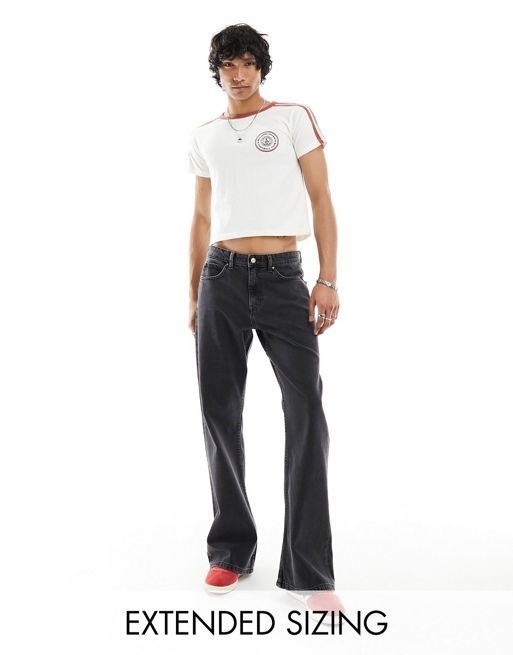 FhyzicsShops DESIGN - Jeans a zampa con fondo ampio nero slavato
