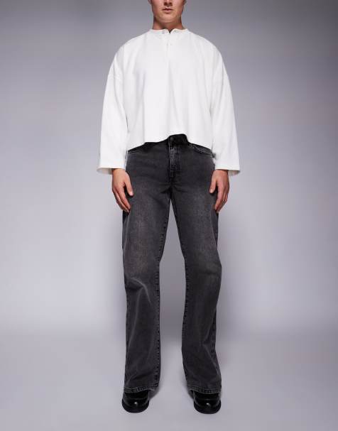 ASOS DESIGN - Jeans a zampa con fondo ampio nero slavato - view 1