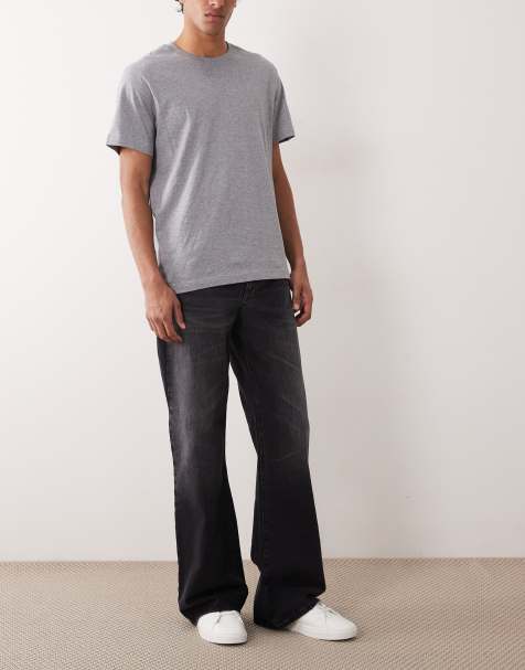 ASOS DESIGN - Jeans a zampa con fondo ampio nero slavato - view 1