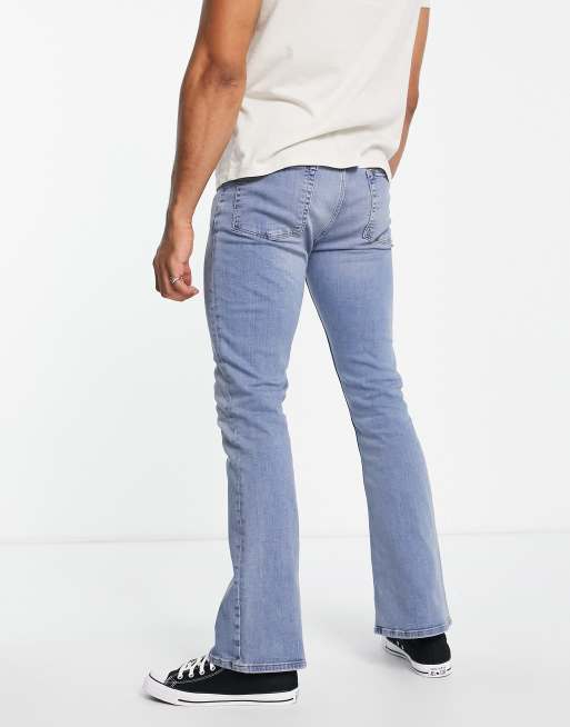 ASOS DESIGN - Jeans a zampa elasticizzato blu lavaggio chiaro vintage , 2 di 4