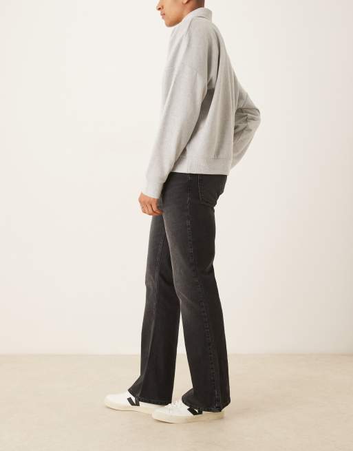 ASOS DESIGN - Jeans a zampa nero slavato stile vintage, 3 di 5