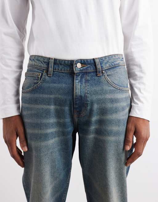 ASOS DESIGN - Jeans affusolati blu lavaggio medio tinto, 5 di 5