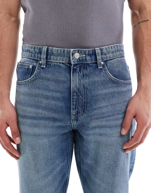 ASOS DESIGN - Jeans affusolati blu lavaggio medio, 5 di 5