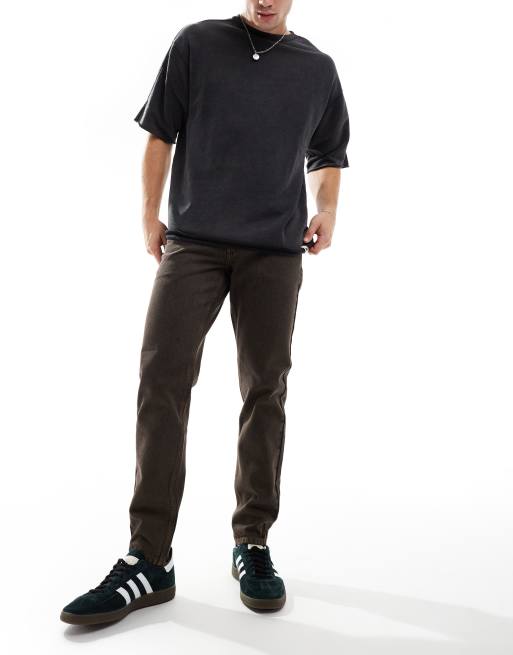 ASOS DESIGN - Jeans affusolati lavaggio marrone