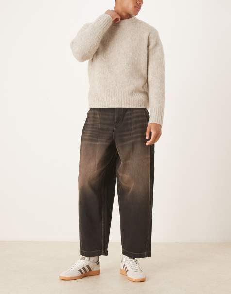 ASOS DESIGN - Jeans affusolati oversize nero slavato con tinta marrone - view 1