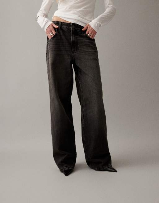 ASOS DESIGN - Jeans ampi a vita bassa nero slavato , 2 di 7