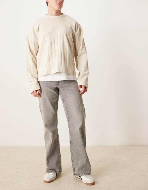 ASOS DESIGN - Jeans ampi a zampa lavaggio grigio vintage