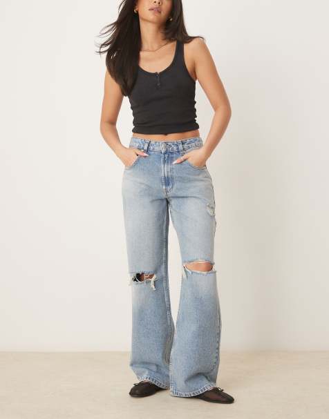 ASOS DESIGN - Jeans ampi blu medio con strappi - view 1