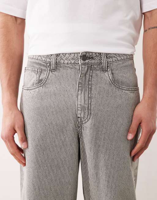 ASOS DESIGN jeans ampi coordinati a righe grigie e bianche, 5 di 5