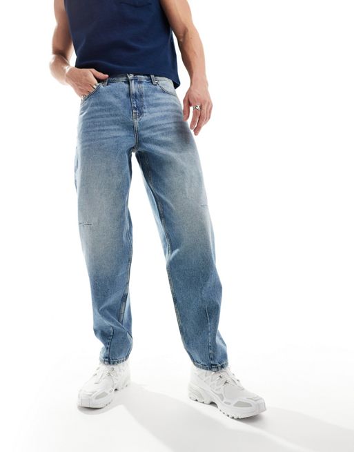 CerbeShops DESIGN - Dutch jeans ampi lavaggio blu chiaro con baffature