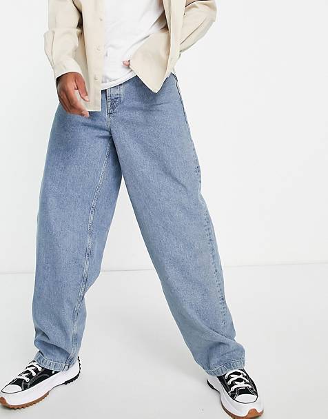 Jeans dritti lavaggio medio effetto patchwork Asos Uomo Abbigliamento Pantaloni e jeans Jeans Jeans straight 