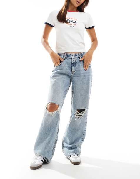 ASOS DESIGN - Jeans ampi lavaggio chiaro vintage con strappi sulle ginocchia - view 1