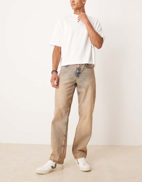 ASOS DESIGN - Jeans ampi lavaggio con tinta arancione - view 1