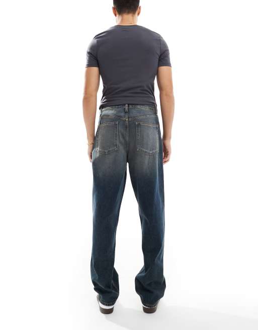 ASOS DESIGN - Jeans ampi lavaggio medio blu con tintura vintage, 2 di 5