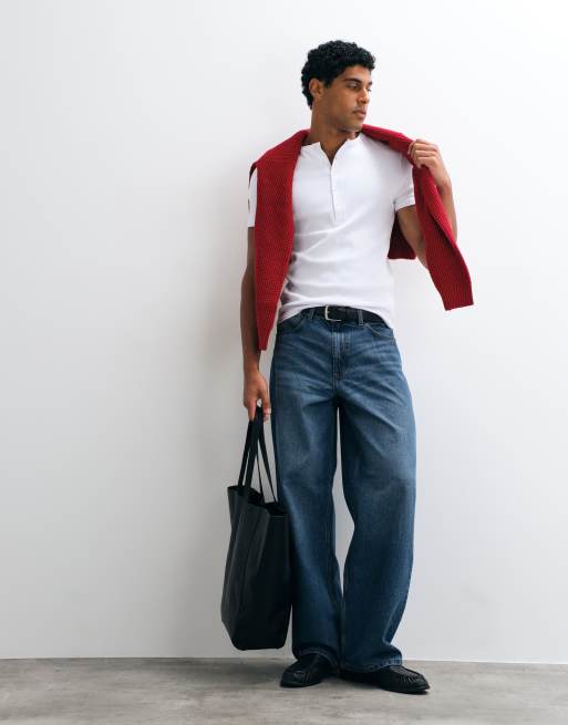 ASOS DESIGN - Jeans ampi lavaggio scuro blu vintage, 3 di 5