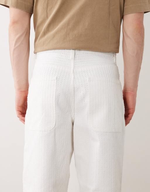 ASOS DESIGN - Jeans ampi testurizzati bianchi, 5 di 5