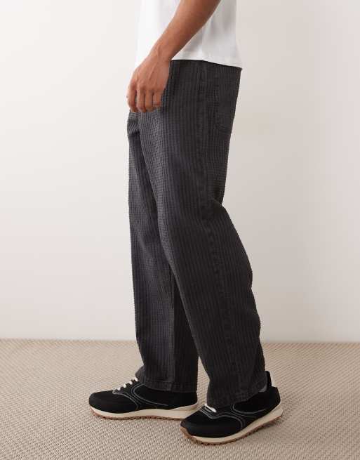 ASOS DESIGN jeans ampi testurizzati neri slavati, 4 di 5