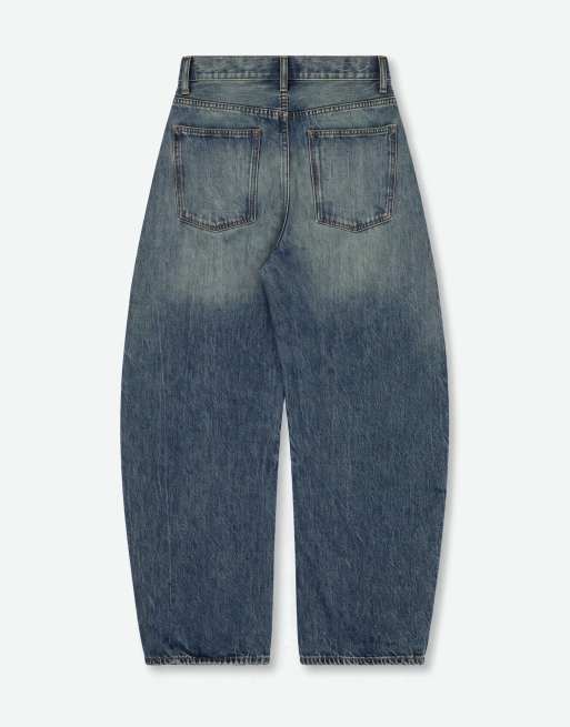 ASOS DESIGN jeans baggy con fiocco blu medio scuro, 7 di 9