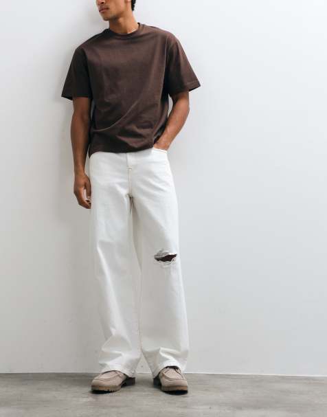 ASOS DESIGN jeans baggy con strappi bianchi - view 1