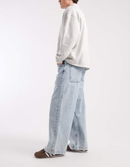 ASOS DESIGN jeans baggy estremi in blu medio slavato, 2 di 5