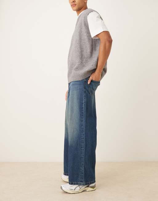 ASOS DESIGN jeans baggy estremi in lavaggio scuro blu, 3 di 5
