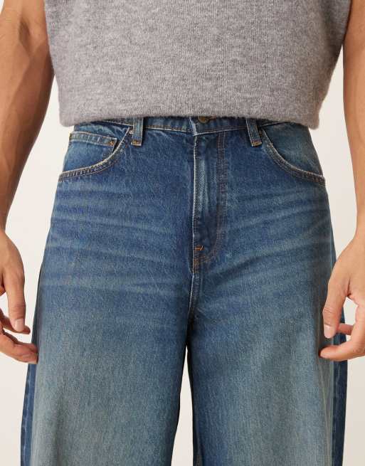 ASOS DESIGN jeans baggy estremi in lavaggio scuro blu, 5 di 5