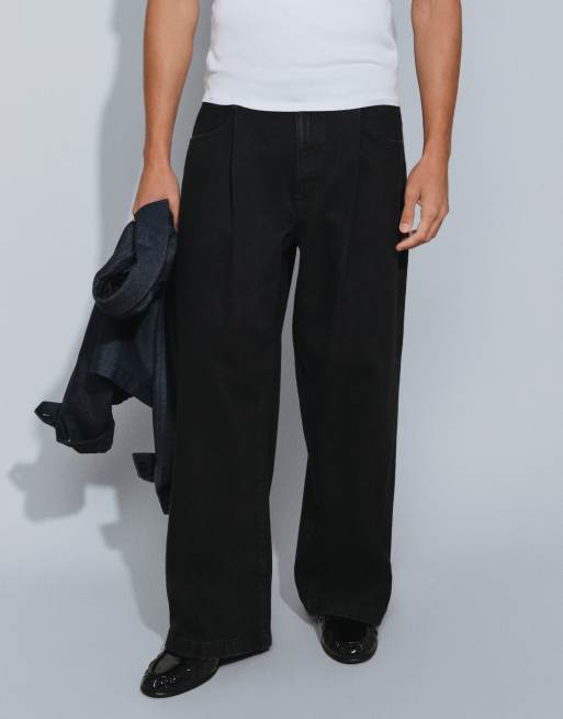 ASOS DESIGN jeans baggy extra ampi neri con pieghe, 2 di 5
