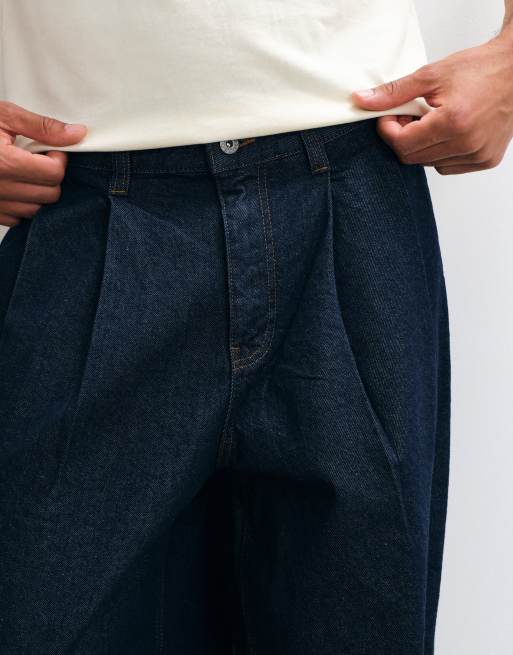 ASOS DESIGN jeans barrel indaco con pieghe, 2 di 5