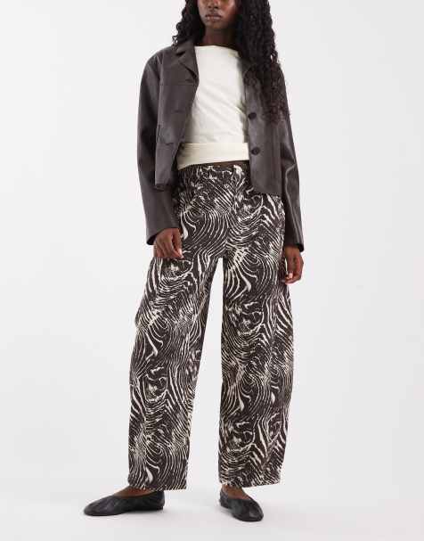 ASOS DESIGN jeans barrel leg con stampa zebra in coordinato - view 1
