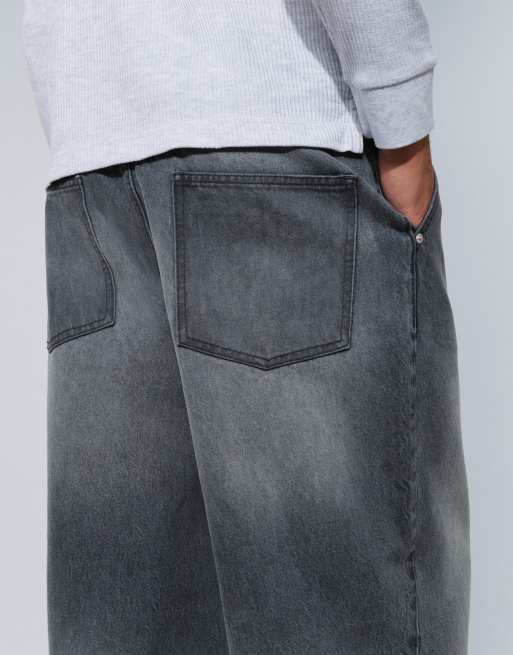 ASOS DESIGN jeans barrel leg w kolorze spranego czarnego, 3 z 5