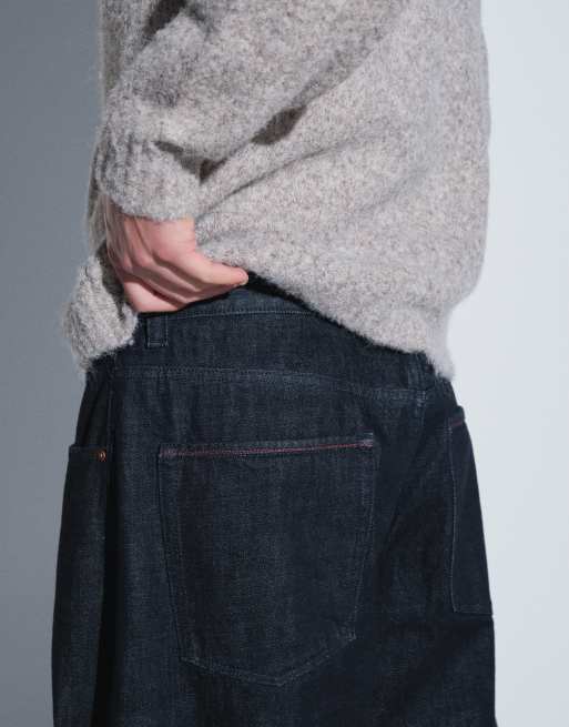 ASOS DESIGN jeans barrel premium con cimosa indaco, 5 di 5