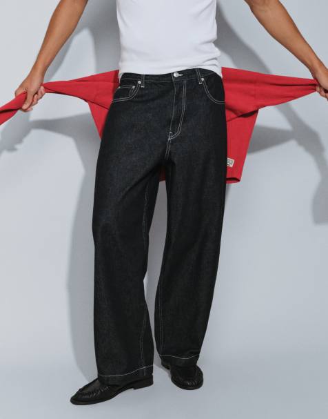 ASOS DESIGN barrel jeans in raw black